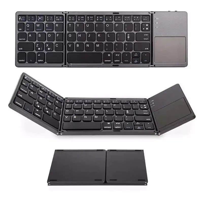 Foldable compact keyboard for ipad bluetooth with integrated touchpad in black color by Allebuy