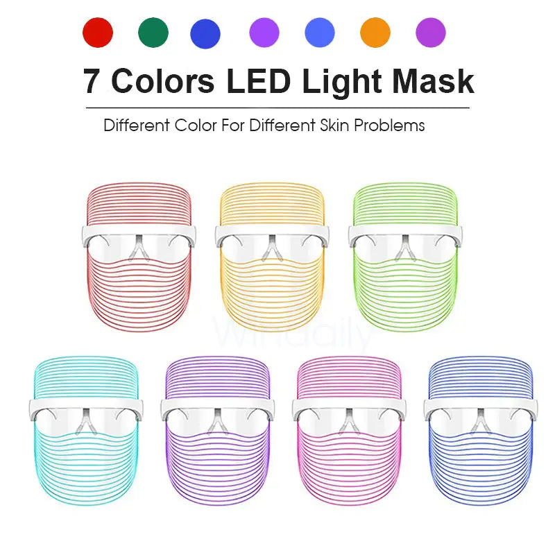 Allebuy 7 colors LED light mask for red-light therapy and treating different skin problems