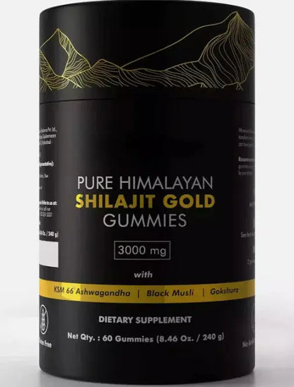 Allebuy Pure Himalayan Shilajit Gold Gummies dietary supplement 3000 mg with Ashwagandha and Gokshura