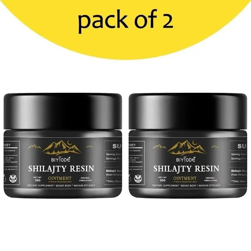 Allebuy pack of 2 Himalaya natural shilajit gummies supplement jars with black lids