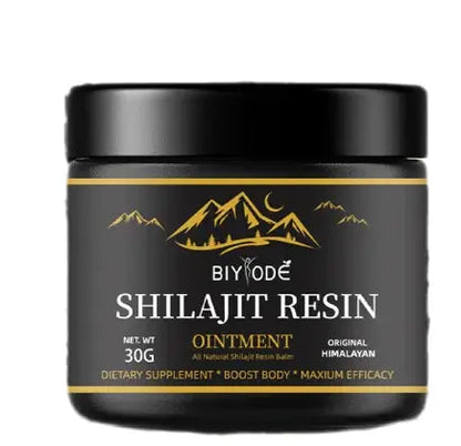 Allebuy Himalayan shilajit resin ointment in black jar for natural wellness and body boost