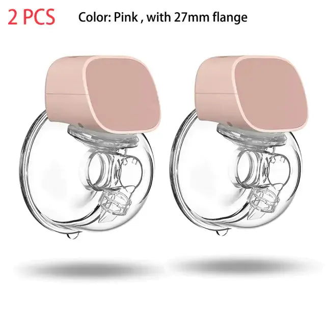 Allebuy pink breast pump on breast with 27mm flange two piece set for efficient milk expression