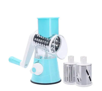 Allebuy blue manual cheese grater with handle and interchangeable drums for cheese grater and cheese
