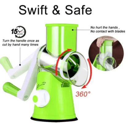 Allebuy green cheese grater and cheese rotary hand crank with safety design and 360 degree rotation