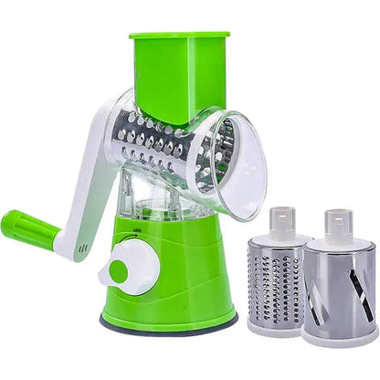 Allebuy green manual cheese grater and cheese slicer with multiple interchangeable drums