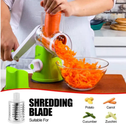 Allebuy manual cheese grater and cheese shredder blade grating fresh carrots into glass bowl