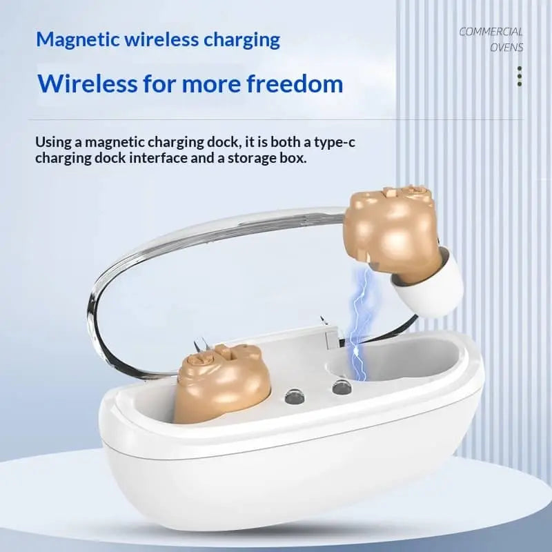 Allebuy electronic hearing aids with magnetic wireless charging dock and type-c interface for easy storage