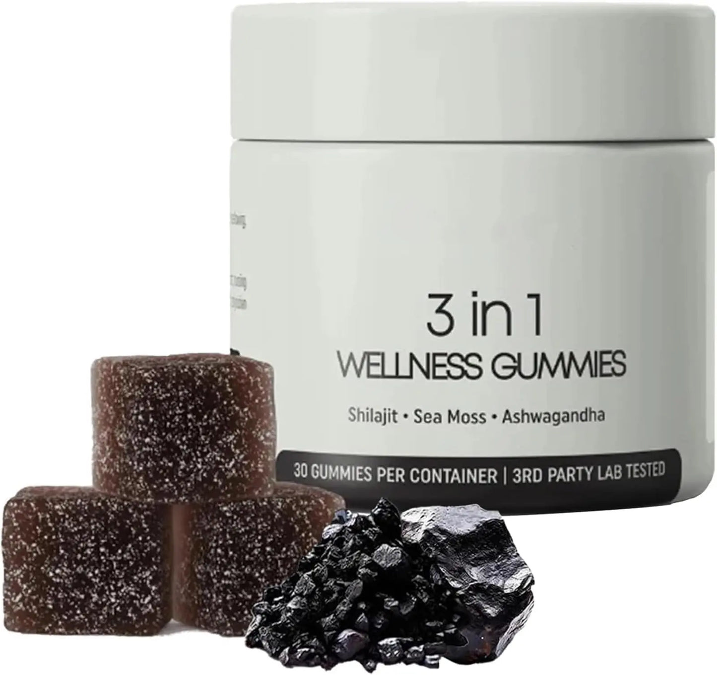 Allebuy 3 in 1 wellness gummies supplement with shilajit sea moss and ashwagandha featuring himalayan shilajit honey sticks