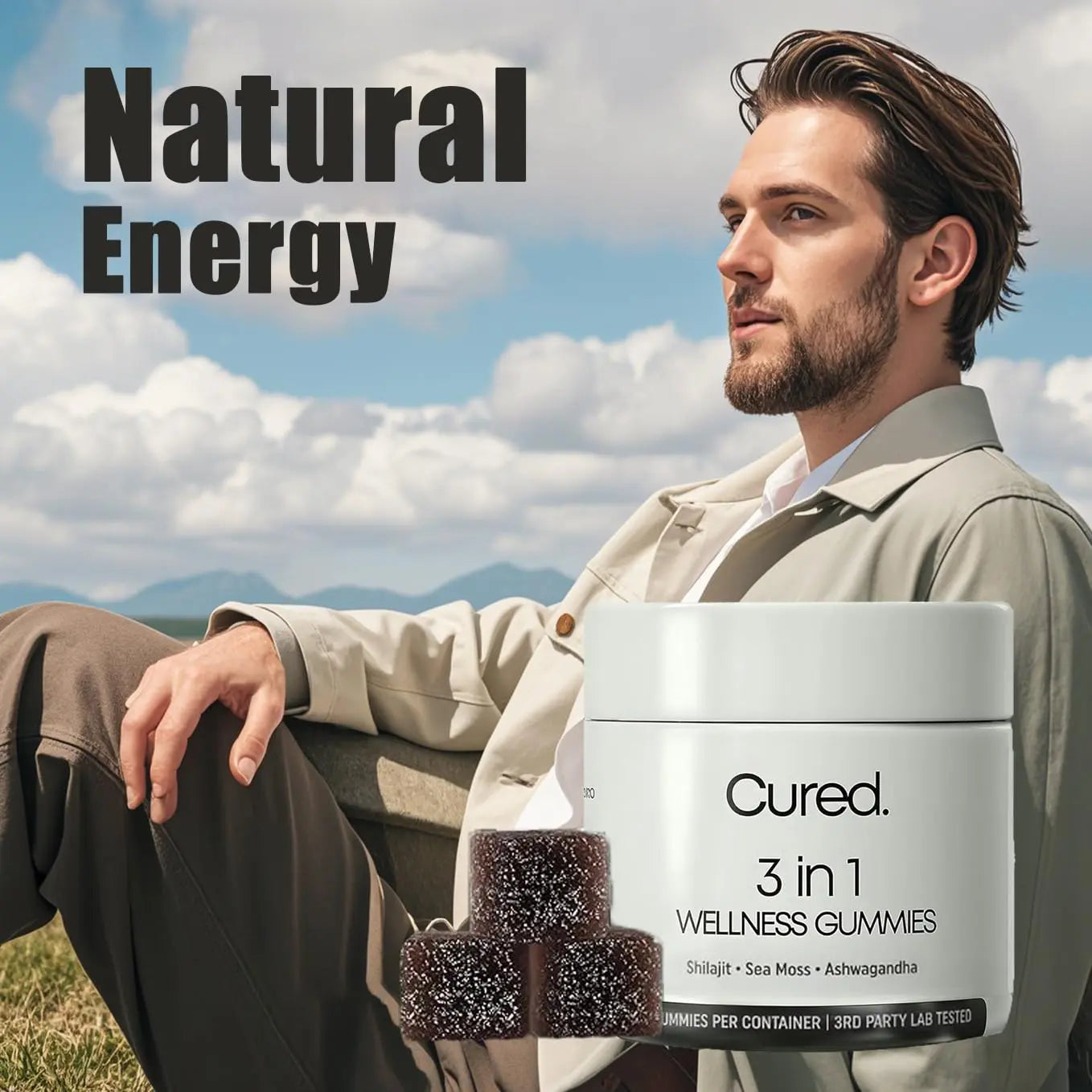 Allebuy Himalayan shilajit honey sticks supplement promoting natural energy with wellness gummies container