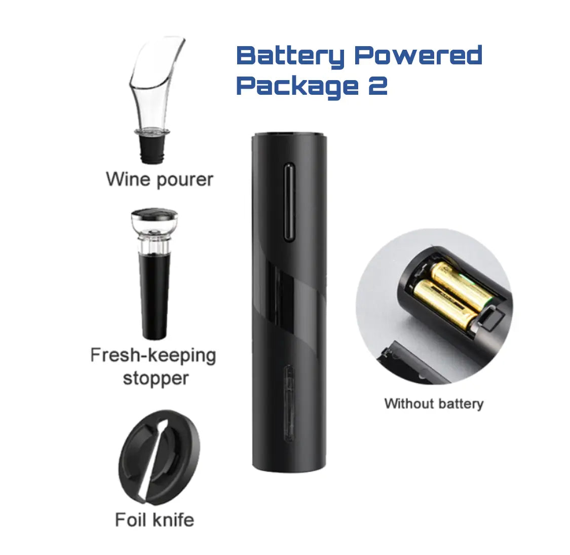 Allebuy electric wine cork opener battery powered set with wine pourer fresh-keeping stopper and foil knife