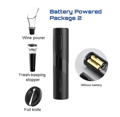 Allebuy electric wine cork opener battery powered set with wine pourer fresh-keeping stopper and foil knife