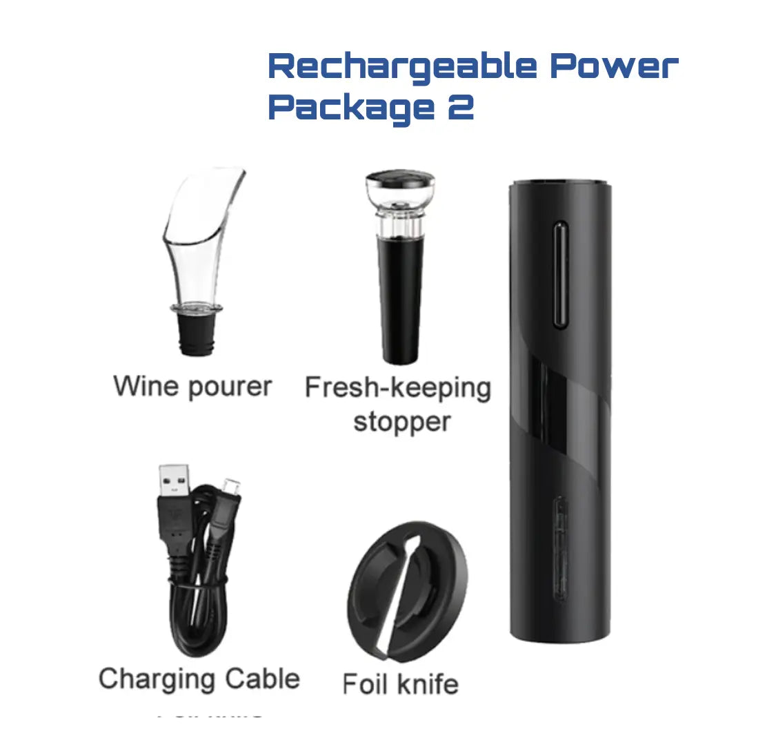 Allebuy electric wine cork opener set with wine pourer fresh-keeping stopper charging cable and foil knife