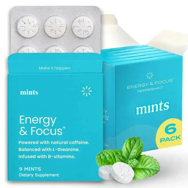 Allebuy Energy and Focus peppermint mints supplement pack with nootropics smart drugs for mental clarity