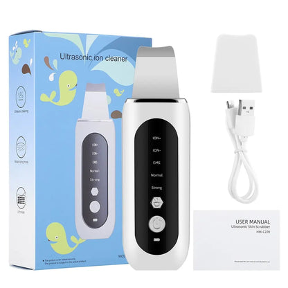 Allebuy ultrasonic exfoliating face scrubber with USB charger and user manual for deep skin cleaning