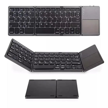 Foldable compact keyboard for ipad bluetooth with integrated touchpad in black color by Allebuy