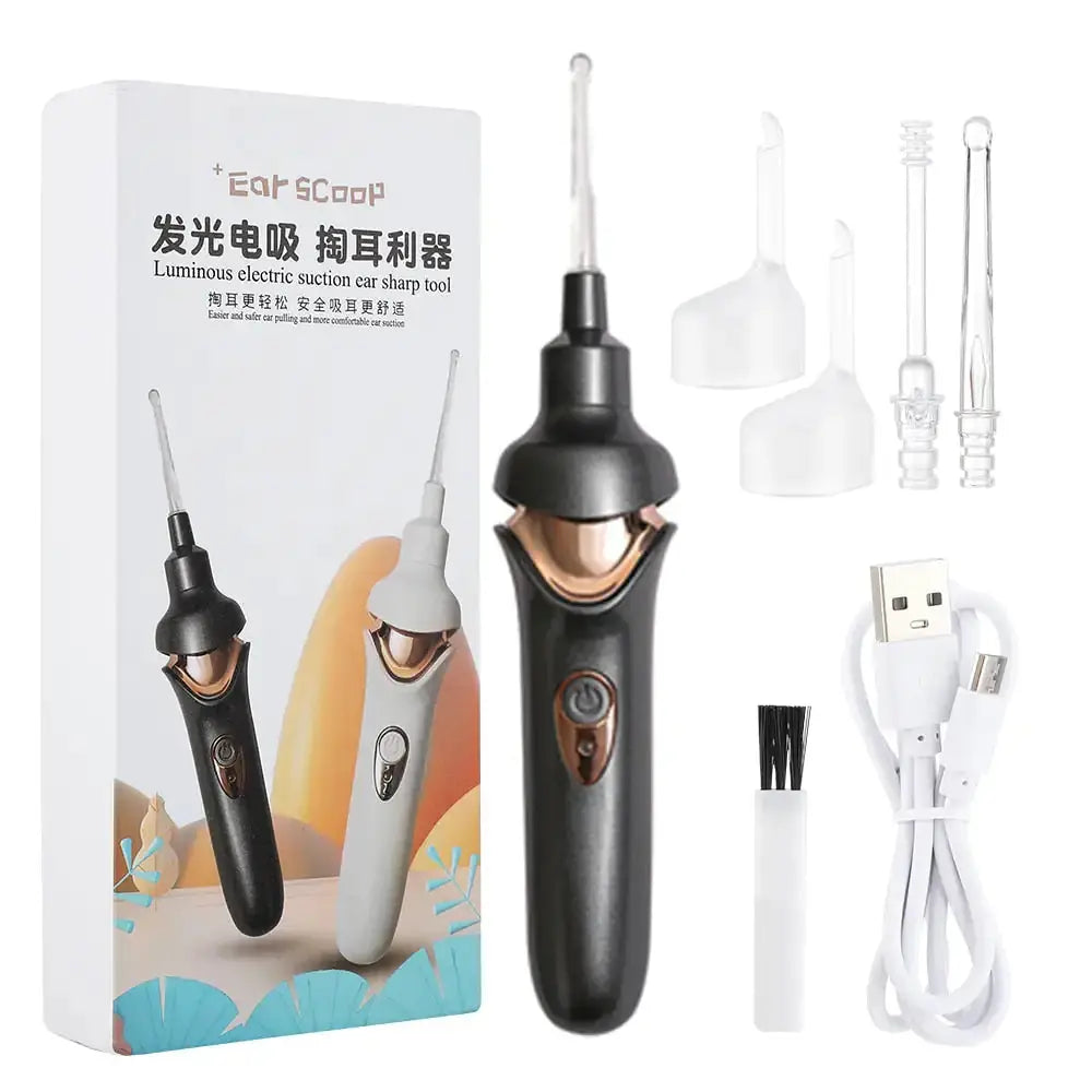 Allebuy luminous electric ear wax in ear removal tool with USB charging cable and multiple attachments