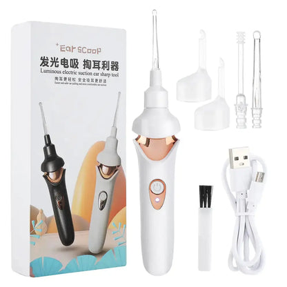 Allebuy luminous electric ear scoop with multiple tips and USB charger for ear wax in ear removal