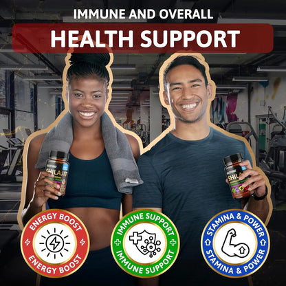 Fit man and woman holding Allebuy ashwagandha dietary supplement bottles in gym for immune and health support
