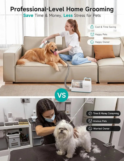 Professional home dog grooming with happy pets and owners compared to time consuming dog grooming closest to me
