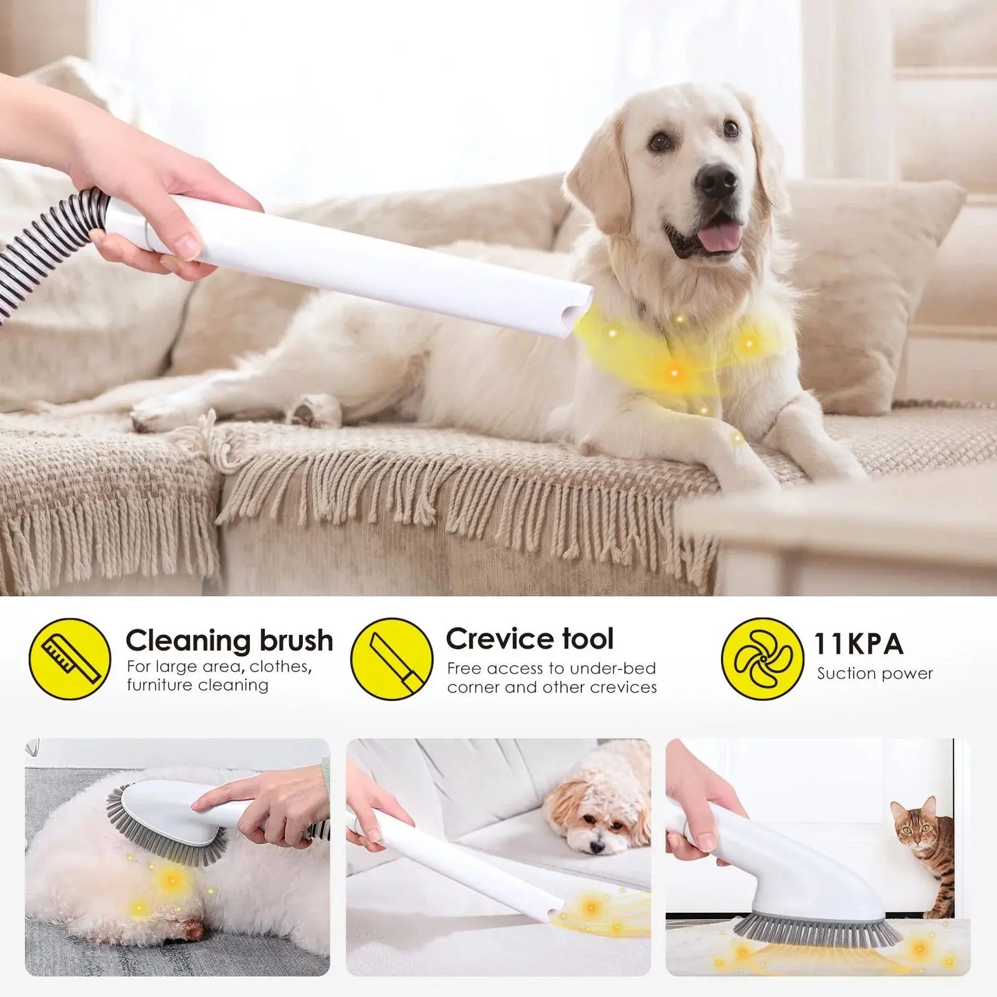 Dog groomers near me pet grooming vacuum tool cleaning brush and crevice tool for pet hair removal