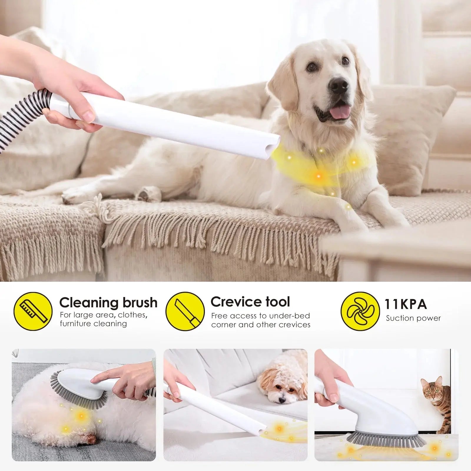 Dog groomers near me pet grooming vacuum tool cleaning brush and crevice tool for pet hair removal