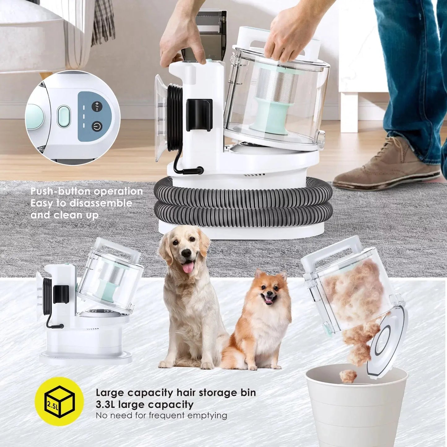 Allebuy pet grooming device with large capacity hair storage bin for dog groomers near me pet grooming