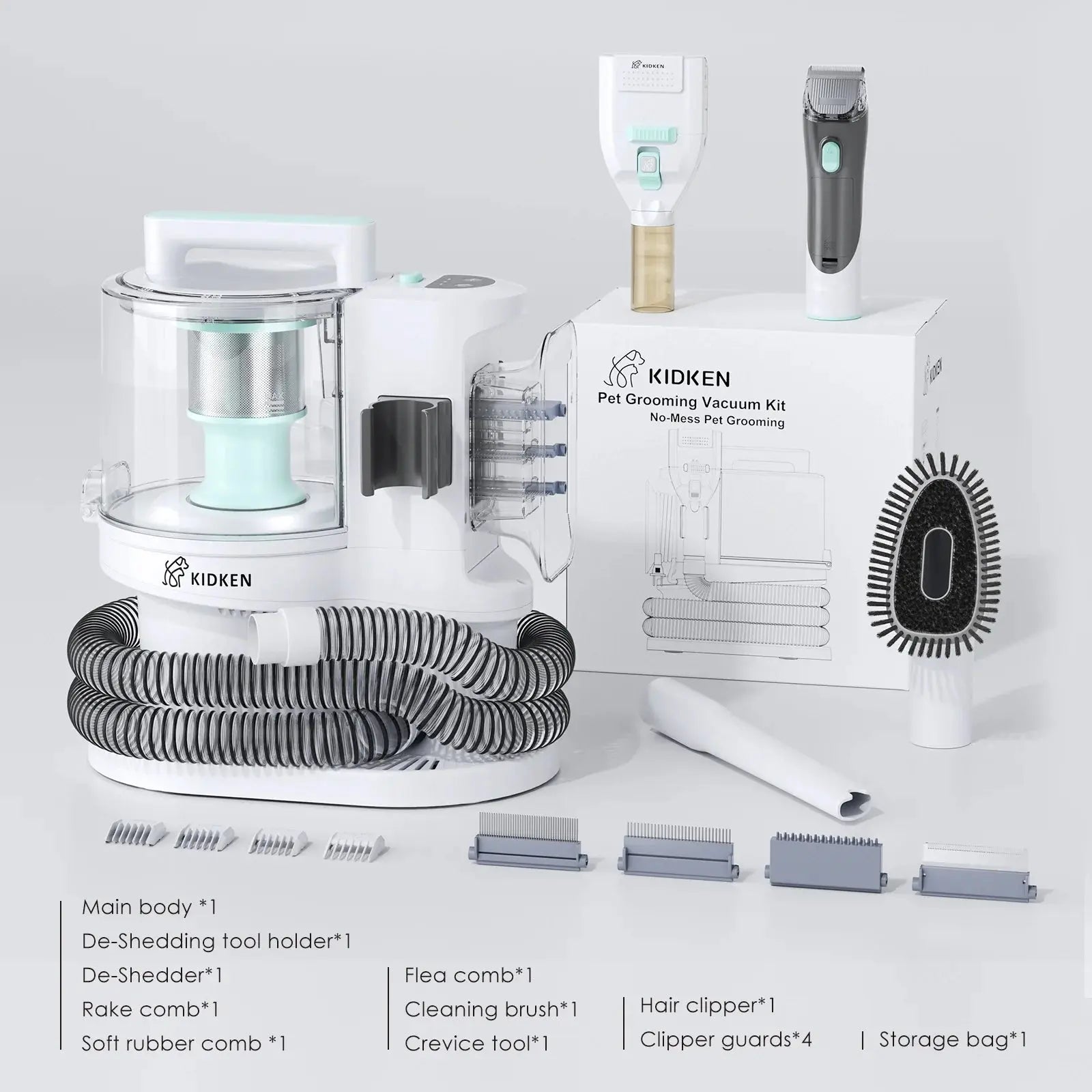 Allebuy Kidken pet grooming vacuum kit with de-shedding tools and hair clipper for dog groomers near me pet grooming
