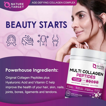 Nature Target Multi Collagen Peptides supplement by Allebuy with collagen peptides by vital proteins for skin and joint health