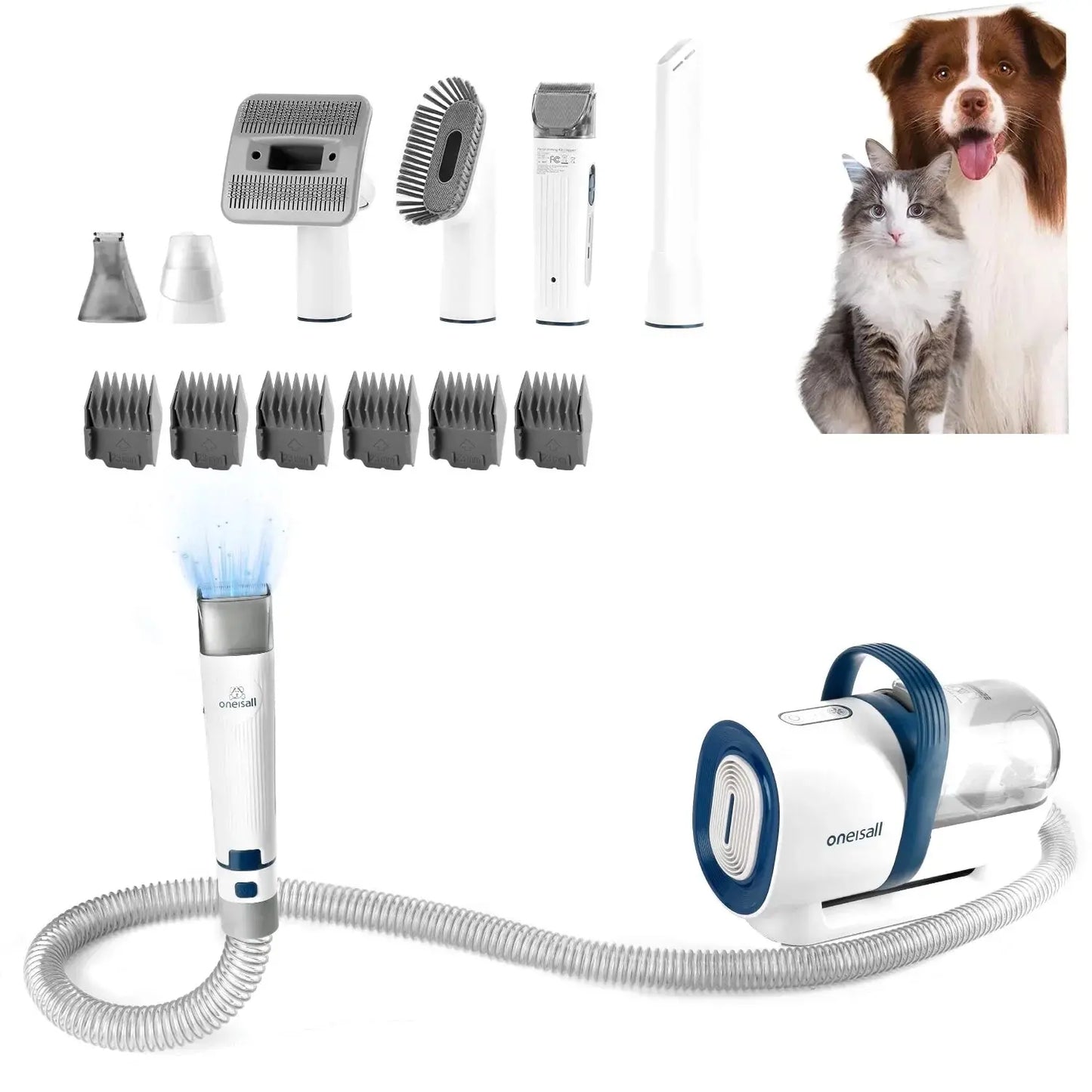 Onesall pet vacuum grooming tool set with multiple attachments for dog grooming closest to me
