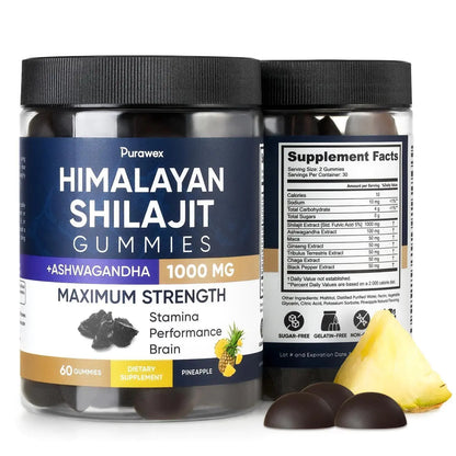Allebuy Himalayan Shilajit Gummies with Ashwagandha 1000 mg immune system support supplements in pineapple flavors