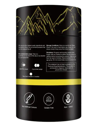 Allebuy supplement bottle highlighting shilajit benefits for man with natural ingredients and no artificial colors