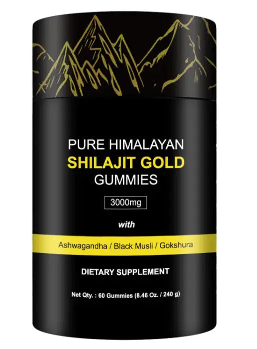Allebuy Pure Himalayan Shilajit Gold Gummies dietary supplement highlighting shilajit benefits for man