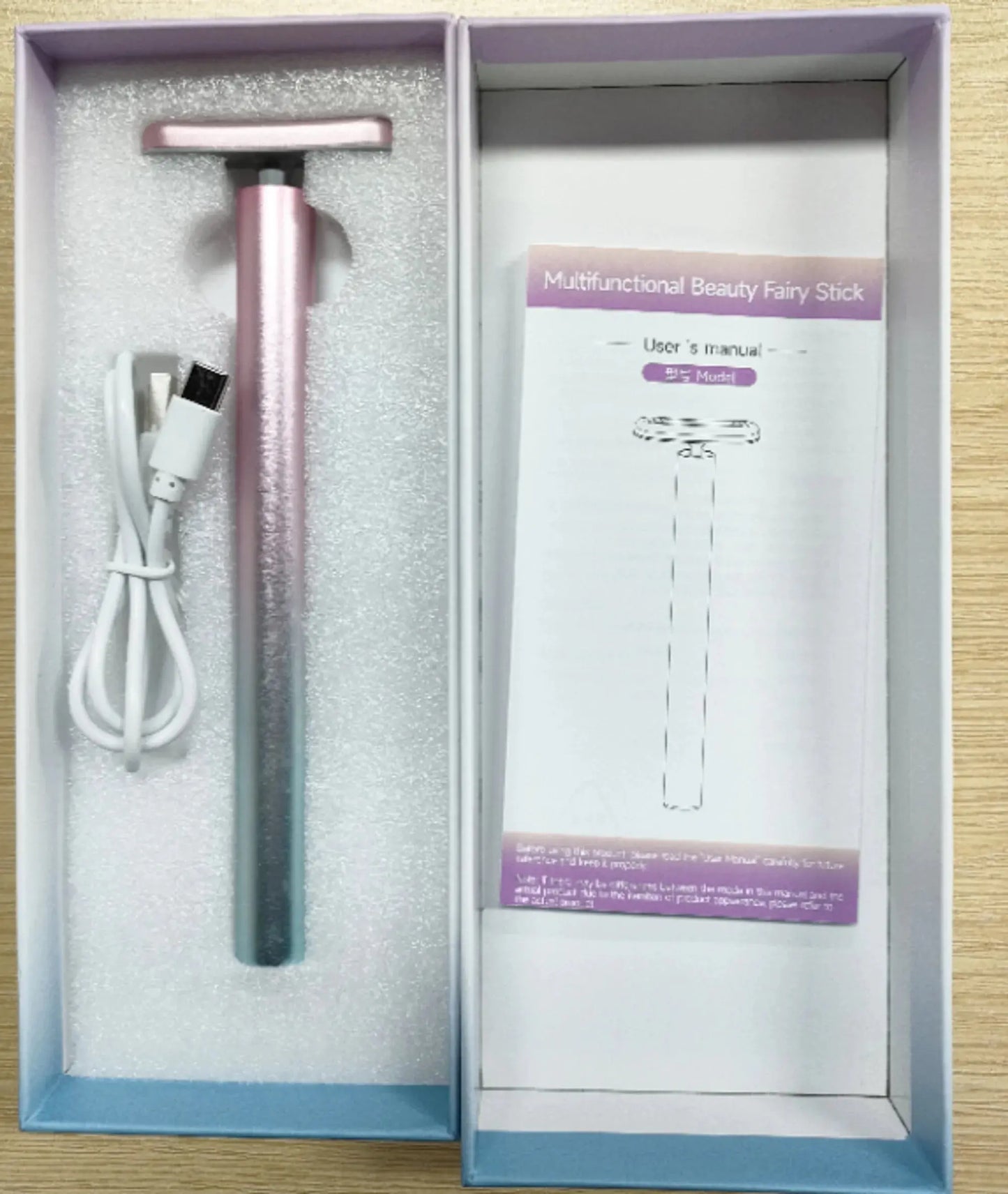 Allebuy multifunctional beauty fairy stick with USB cable and user manual for red light therapy lights