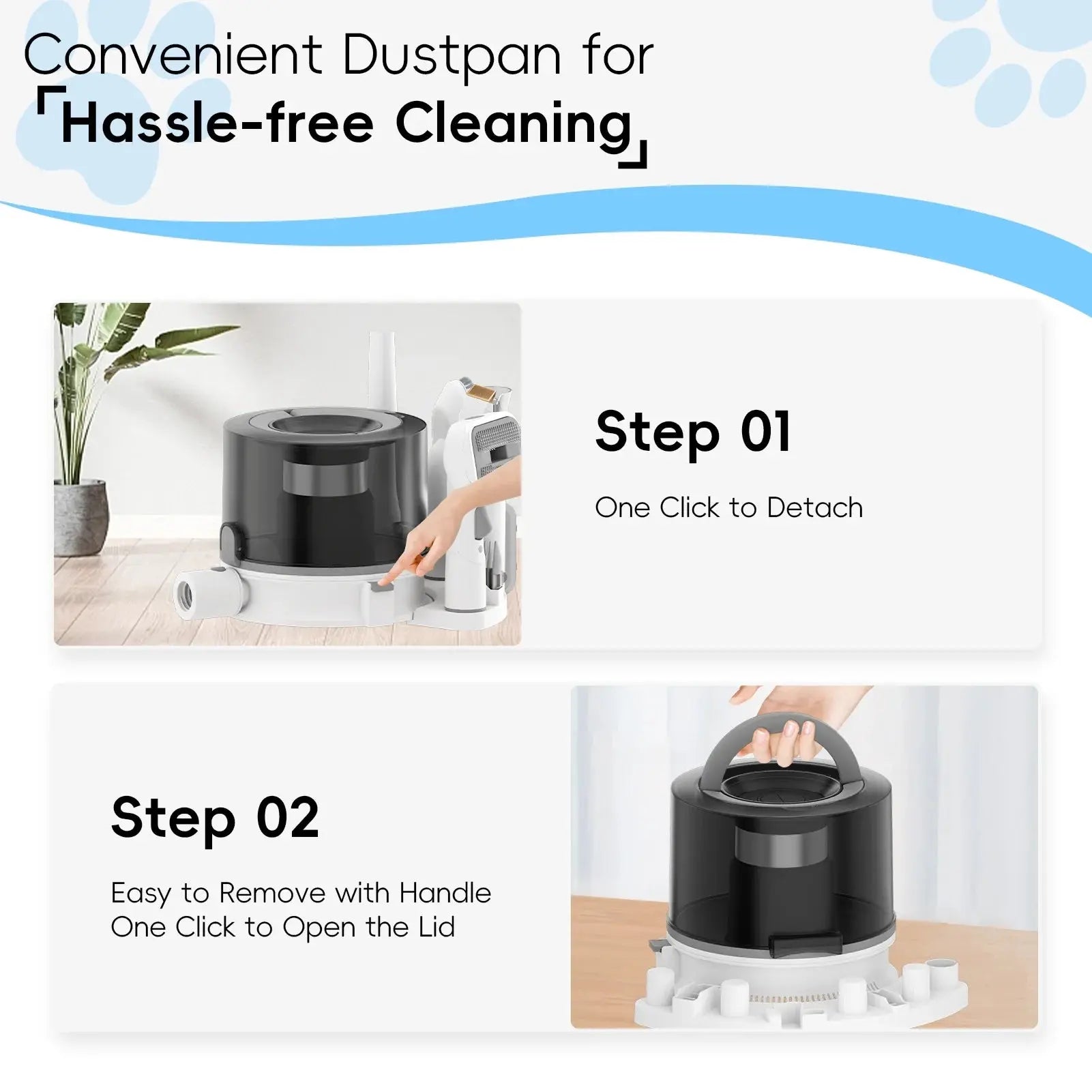 Convenient dustpan with easy one-click detach and handle for hassle-free cleaning pet grooming tool from dog groomers near me pet grooming