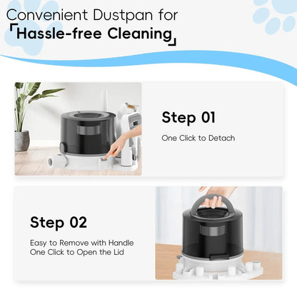 Convenient dustpan with easy one-click detach and handle for hassle-free cleaning pet grooming tool from dog groomers near me pet grooming