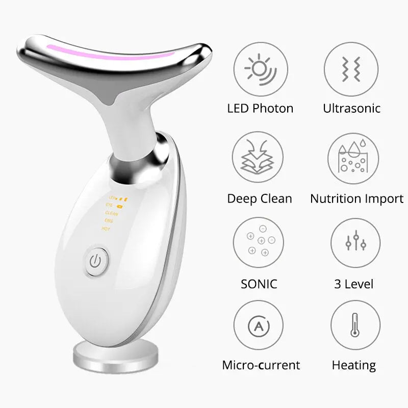 Allebuy anti-wrinkle skincare device with LED photon, ultrasonic, deep clean, and micro-current features