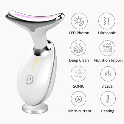 Allebuy anti-wrinkle skincare device with LED photon, ultrasonic, deep clean, and micro-current features