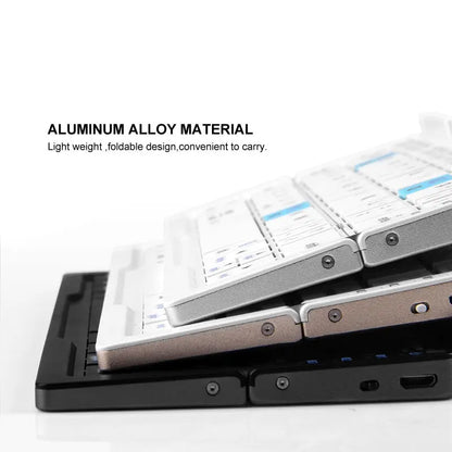 Allebuy keyboard with bluetooth in foldable aluminum alloy design for lightweight portability