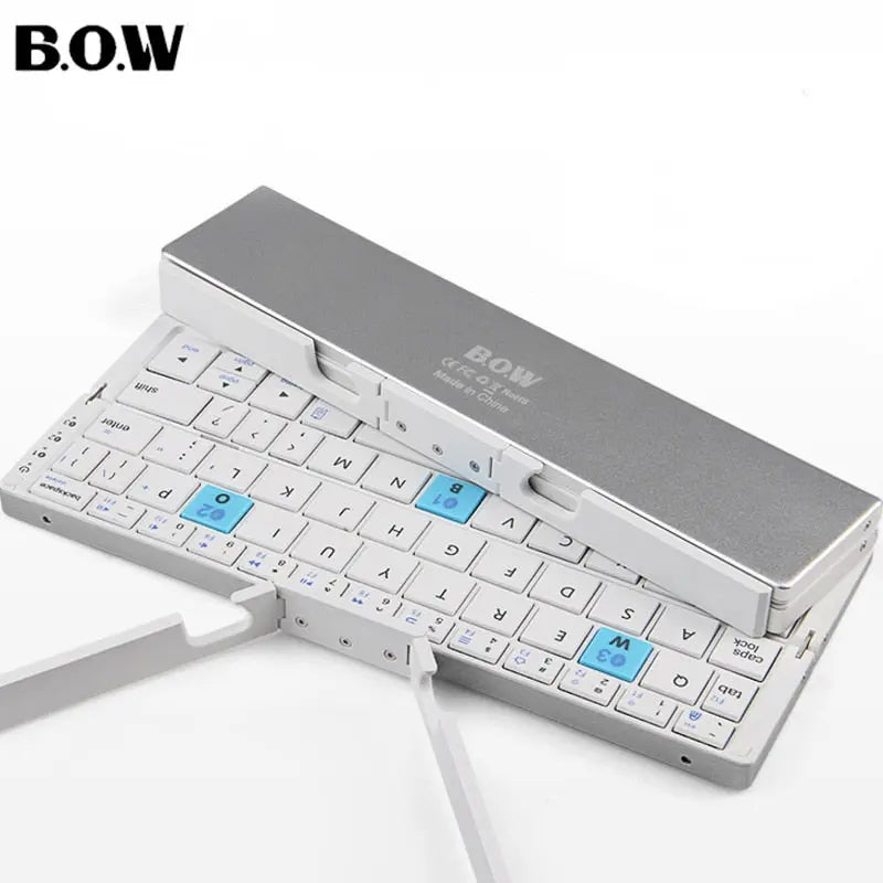 Allebuy keyboard with bluetooth foldable compact design portable wireless white keys