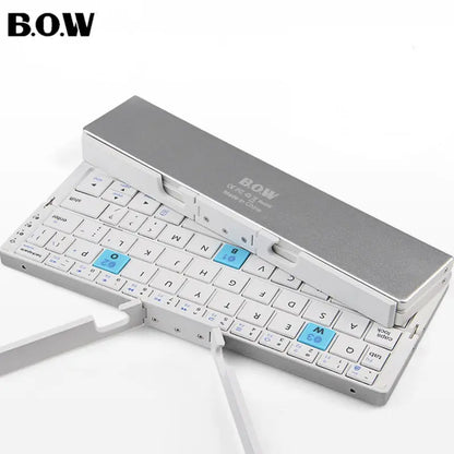 Allebuy keyboard with bluetooth foldable compact design portable wireless white keys
