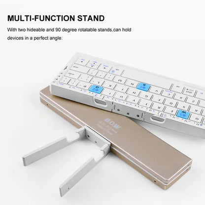 Allebuy keyboard with bluetooth featuring multi-function stand with two hideable and rotatable stands