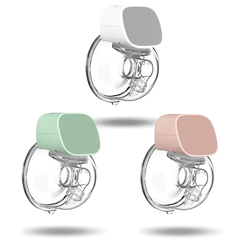 Allebuy electric breast pump on breast in white green and pink colors portable design