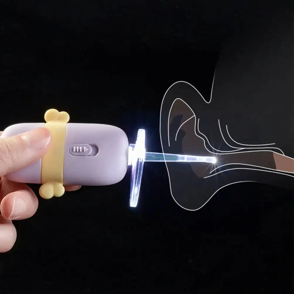 Allebuy ear candle wax remover tool with LED light being used to clean ear canal safely