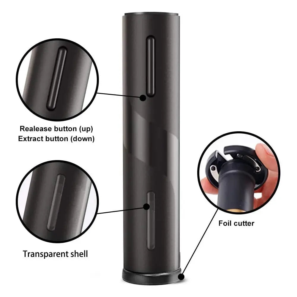 Allebuy electric wine cork opener with transparent shell foil cutter and release extract buttons