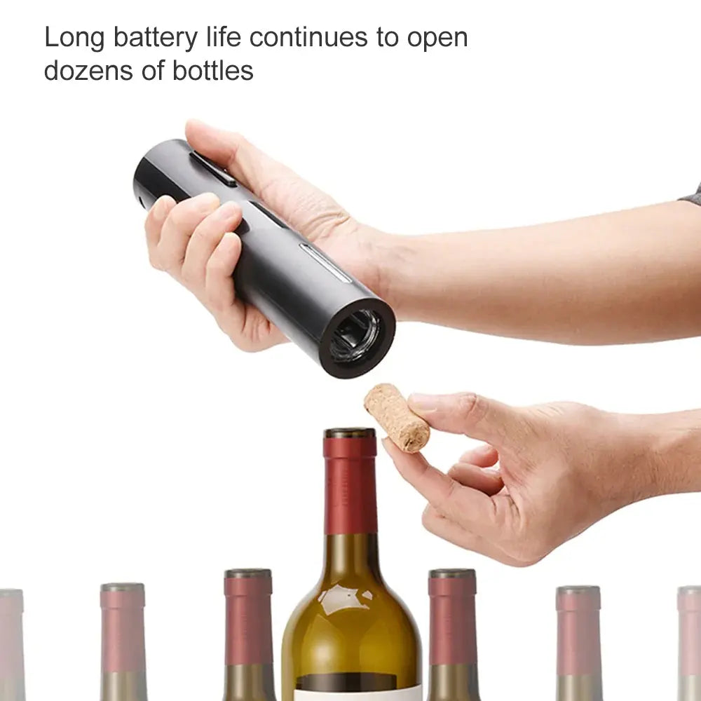 Allebuy electric wine cork opener removing cork from wine bottle with long battery life