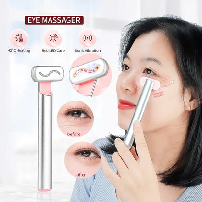 Allebuy eye massager with 42°C heating red light therapy lights and sonic vibration for facial care
