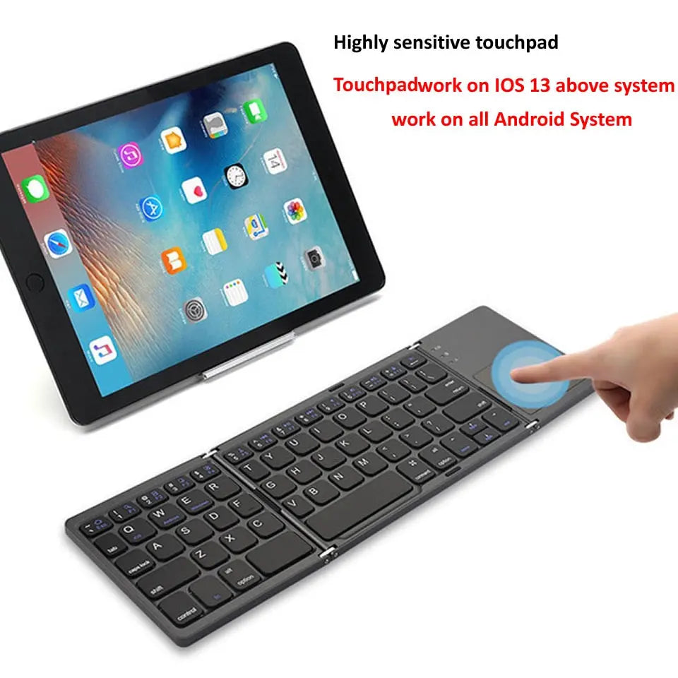 Allebuy foldable keyboard for ipad bluetooth with highly sensitive touchpad and compatibility with iOS and Android systems