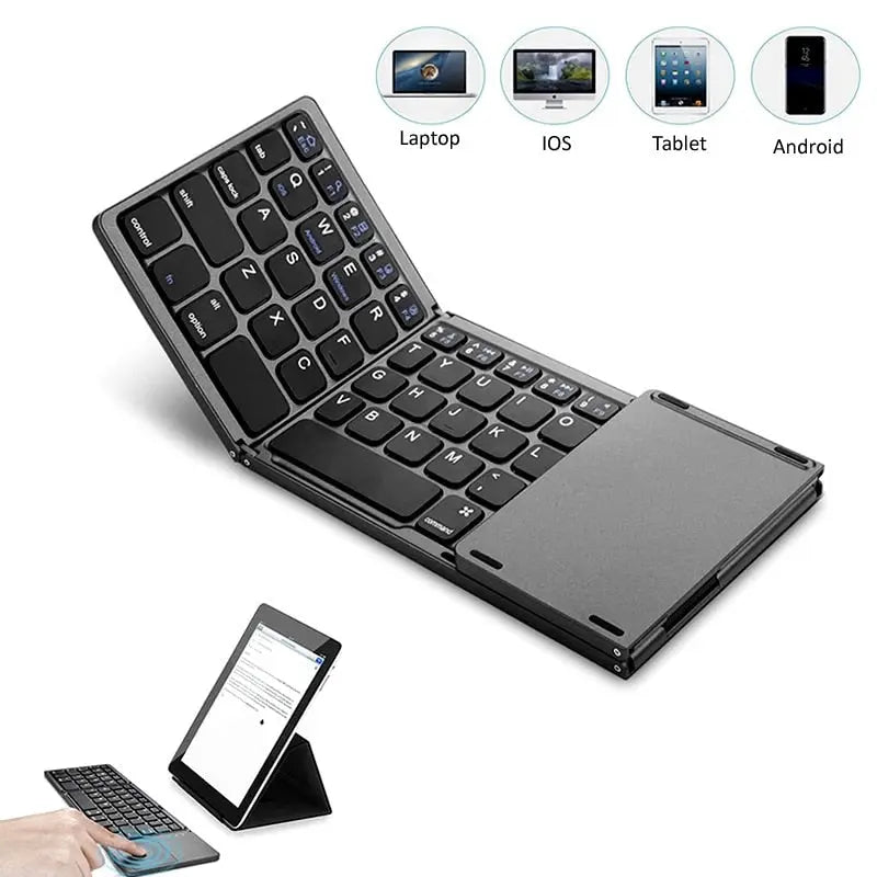 Allebuy foldable keyboard for ipad bluetooth compatible with laptop iOS tablet and Android devices
