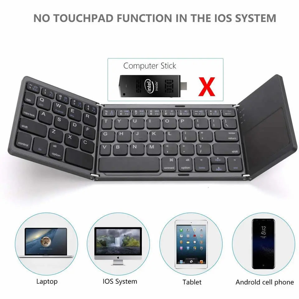 Allebuy foldable keyboard for ipad bluetooth compatible with laptops tablets and Android phones