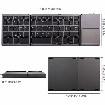Allebuy foldable keyboard for ipad bluetooth with compact design and integrated touchpad in black